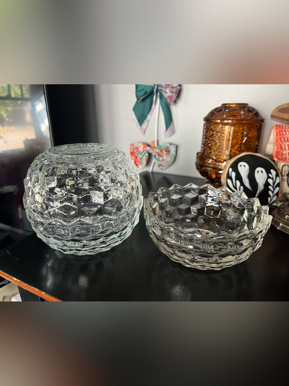 (3) Vintage HOMCO Clear Cubist Fairy Lamp Bases